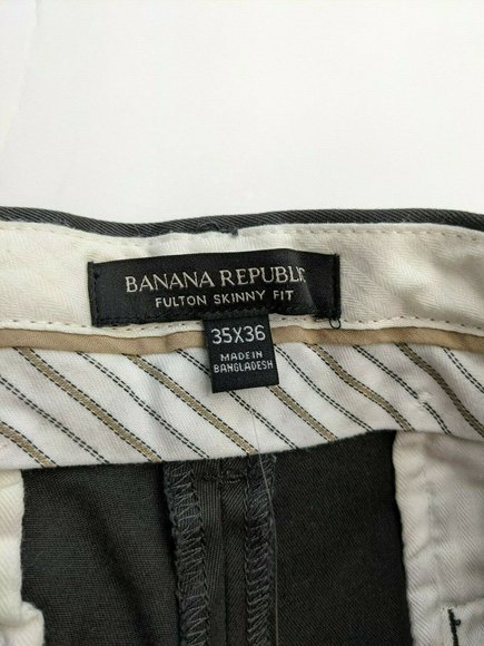 NWT Banana Republic Fulton Skinny Fit Rapid Movement Chino Charcoal 35W 36L - Picture 2 of 11